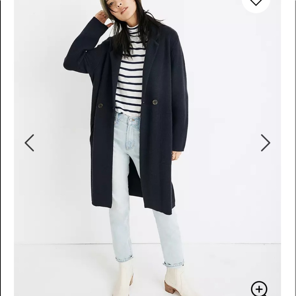 Madewell Double Breasted Navy Sweater Coat